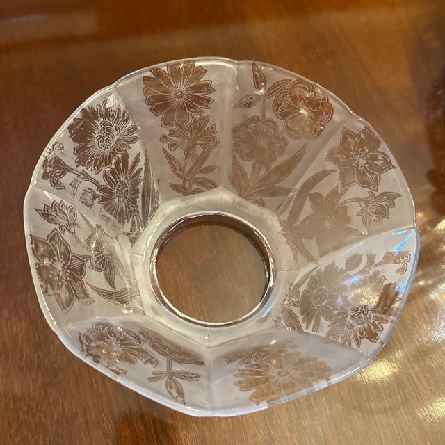 Victorian Late 19th Century Victorian Etched Floral Gasolier Shades - a Pair For Sale - Image 3 of 7