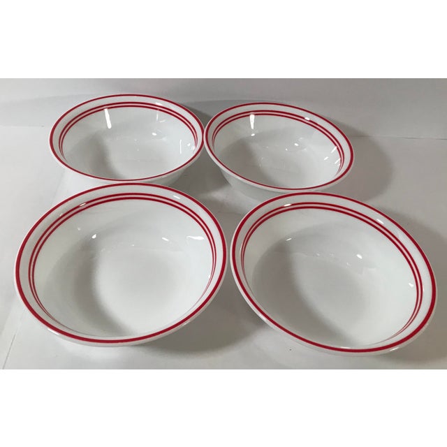 Vintage Red Stripe & White Corelle Dinnerware Set of 14 Chairish