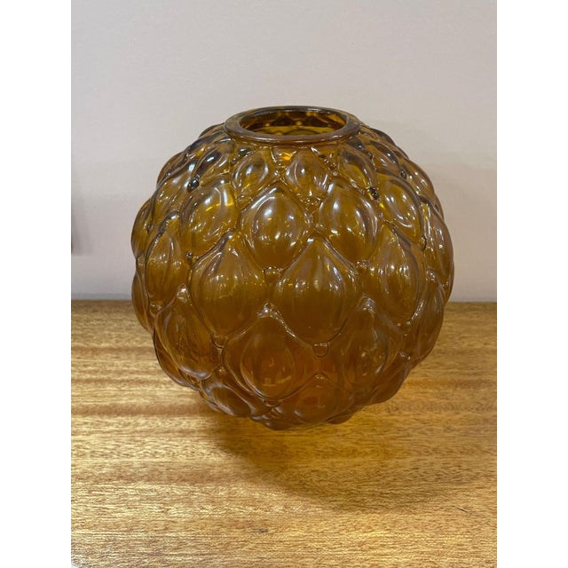 Antique amber art glass globe with quilted bubbles. As featured in the film Gone with the wind. beautiful ambient light...