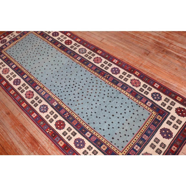Blue Antique Zabihi Collection Talish Blue Runner - 3'3" x 8' For Sale - Image 8 of 11