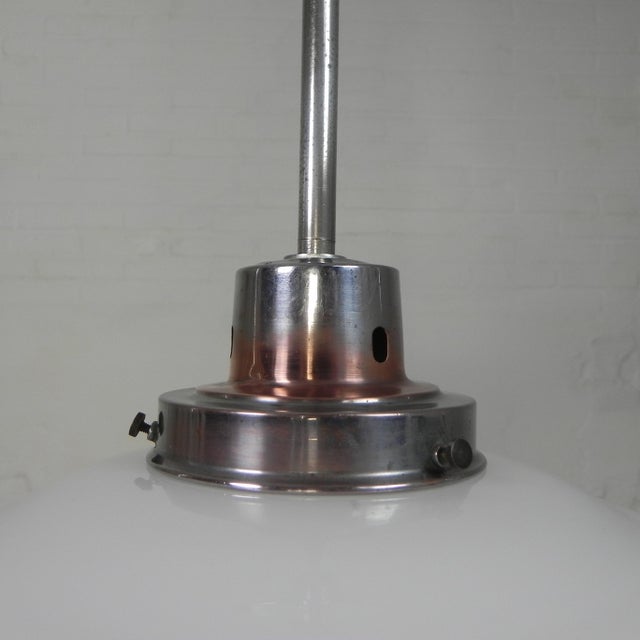 Art Deco Pendant Lamp with White Glass Shade, 1930s For Sale - Image 15 of 16