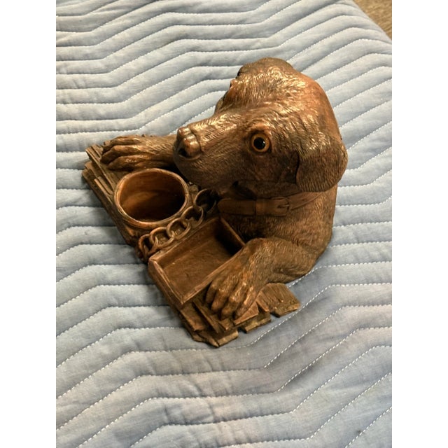 Mid 19th Century Circa 1860 Walnut Black Forest Dog Tobacco Box For Sale - Image 5 of 11