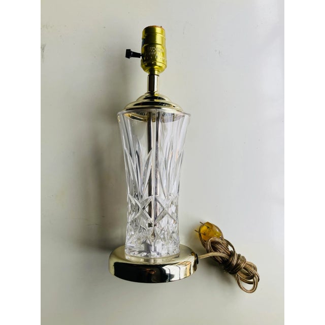 1970s Vintage 1970s Clear Cut Crystal Table Lamp For Sale - Image 5 of 5