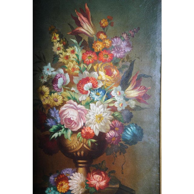 Still Life with Bouquet of Flowers, 20th Century, Oil on Panel For Sale - Image 10 of 18