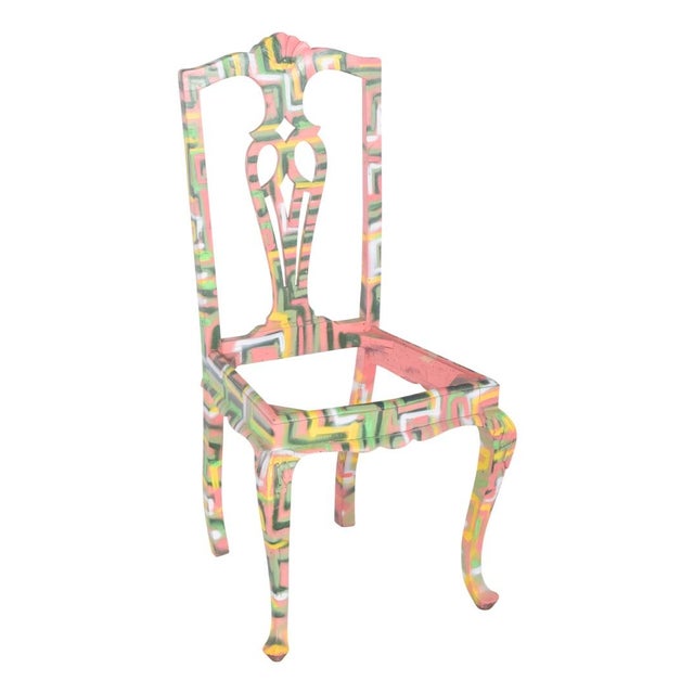 Portuguese Painted Chair by Francisco Camilo, 1950s For Sale - Image 9 of 9