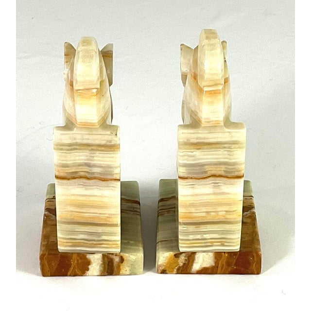 1950s Mid-Century Modern Onyx Chess Knight/Horse Head Bookends - a Pair For Sale - Image 5 of 6