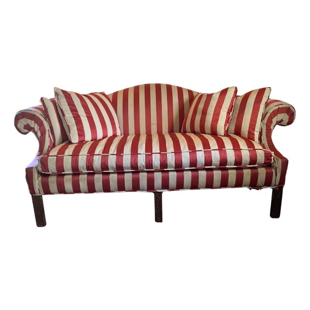 Chippendale Style and Upholstered Camelback Sofa and Down Seat, 19th Century For Sale
