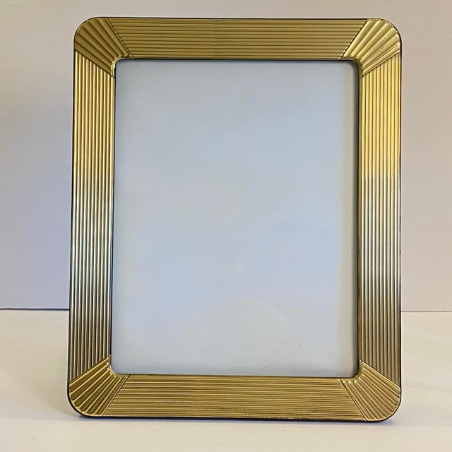 Textile Vintage 1980s Gold Tone Art Deco Style Picture Frame For Sale - Image 7 of 7