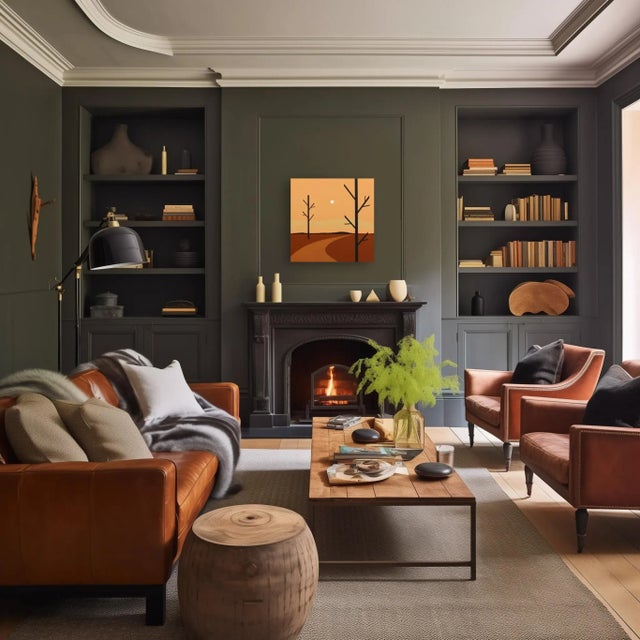 Wood The Way Home - Minimalist Scenic Warm Earth Tones Landscape Original Artwork by Mike Gough For Sale - Image 7 of 9