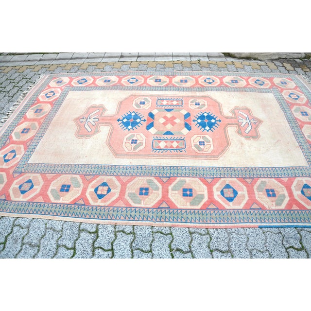 1960s Vintage Turkish Wool Area Rug For Sale - Image 4 of 11