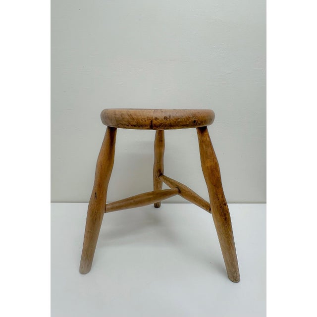 Mid-Century Modern French Wooden Workshop Stool, 1940s For Sale - Image 10 of 10