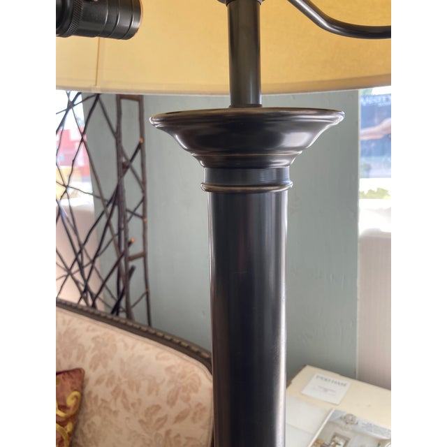 Traditional Aged Bronze Metal Doric Column Floor Lamp For Sale - Image 3 of 9