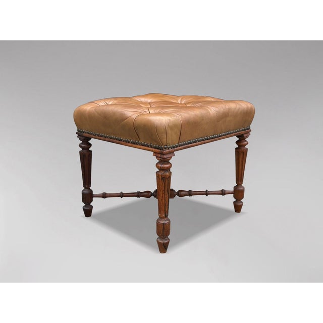 Brown Regency Rosewood Leather Stool, 1825 For Sale - Image 8 of 10