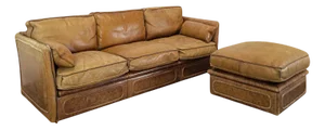 3-Seater Sofa and Ottoman in Leather from Roche Bobois, 1980s