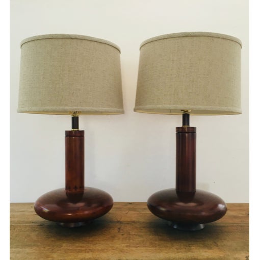 Vintage Mid Century Modern Wood Table Lamps A Pair Chairish