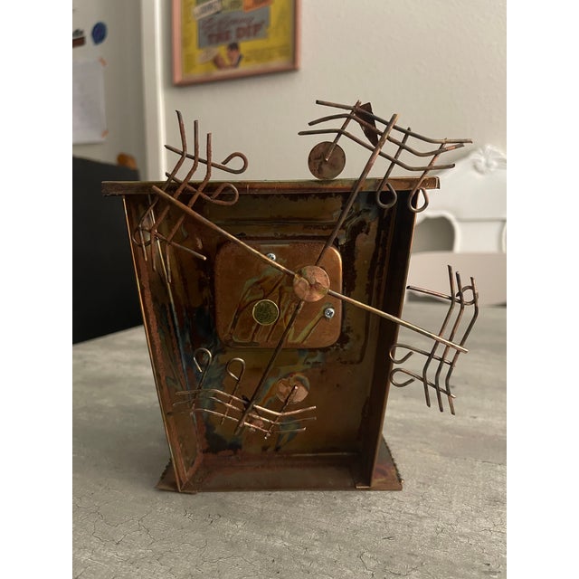 Vintage 1970s Brutalist Copper "The Entertainer" Piano Player Music Box For Sale - Image 9 of 11