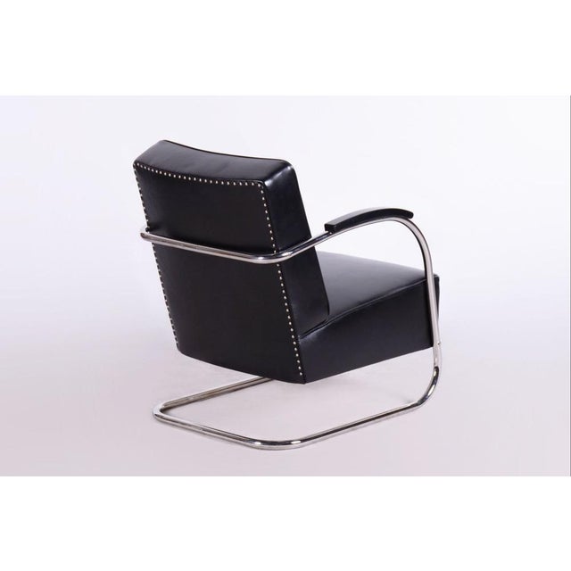 Bauhaus Armchair in Chrome and Leather attributed to Mücke-Melder, Czech, 1930s For Sale - Image 6 of 10