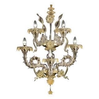 Venetian Ca Rezzonico Murano Glass with Gold Leaf and Flowers by Simoeng for Simoeng For Sale