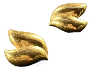 Vintage 1980s Double-Leaf Earrings in Gold Tone, A Pair