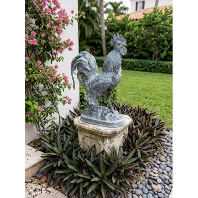 Vintage Cast Iron Country Rooster Garden Statue For Sale - Image 10 of 12