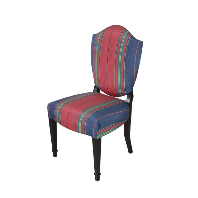 Art Deco Paid of Comfortable Red Stripe Fabric Backrest Chair For Sale - Image 3 of 10