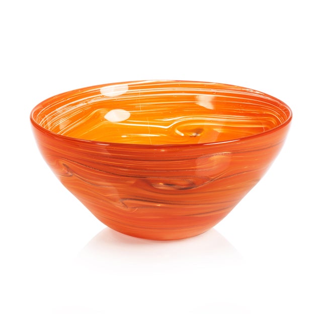 Contemporary Delphine Glass Serving Bowl- Multi Orange, 12" x 5" For Sale - Image 3 of 3