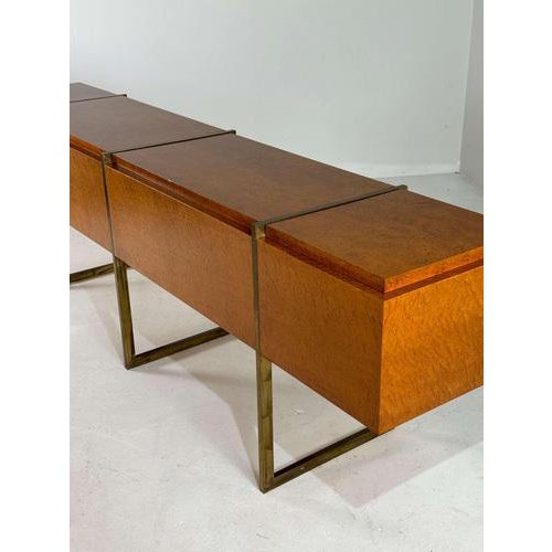 Mid-Century Burlwood and Brass Sideboard For Sale - Image 9 of 15