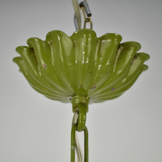 Vintage French Toleware Chandelier Flower Bouquet Green, 1960s For Sale - Image 12 of 12