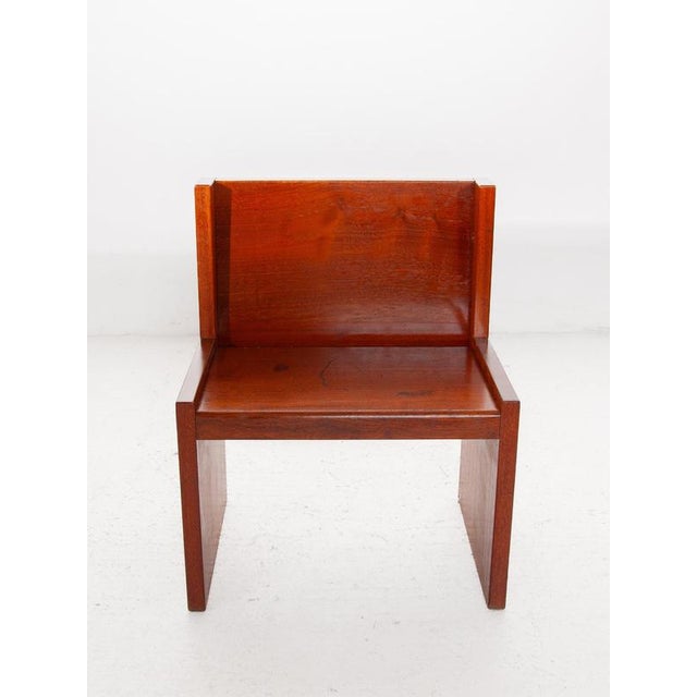 Brown Brutalist Hand-Crafted Wood High-Back Bench, Belgium, 1968 For Sale - Image 8 of 14