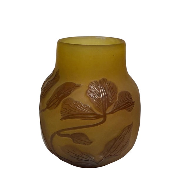 French Antique Gallé Art Nouveau Cameo Glass Vase For Sale - Image 3 of 6