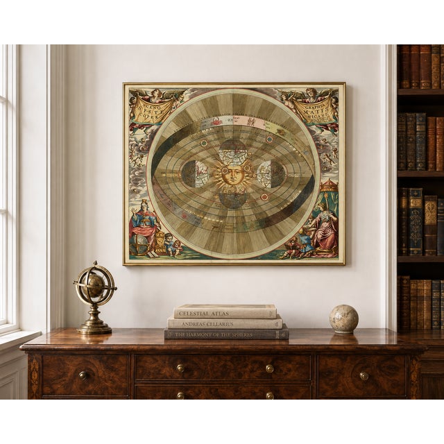 Baroque 1660 Copernicus Heliocentric Model Baroque Multicolor Celestial Art Print by Andreas Cellarius — 24" X 20" For Sale - Image 3 of 6