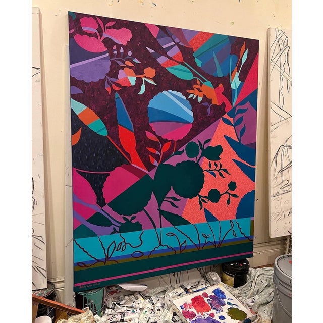 Abstract "Procession of Delight" Contemporary Original Abstract Acrylic Painting by Albert Leon Sultan For Sale - Image 3 of 8