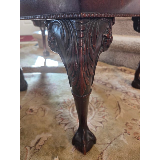 Mid 20th Century Chippendale Carved Mahogany Glass Top Coffee Table For Sale - Image 15 of 16