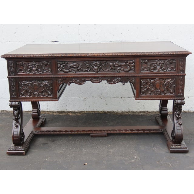 This high quality Partner Desk is made of wood, solid wood, and metal. This Desk is an excellent example of Victorian...