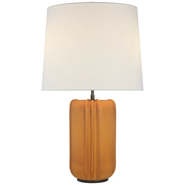 Thomas O'Brien by Visual Comfort Signature Minx Large Table Lamp in Burnt Sienna with Linen Shade For Sale