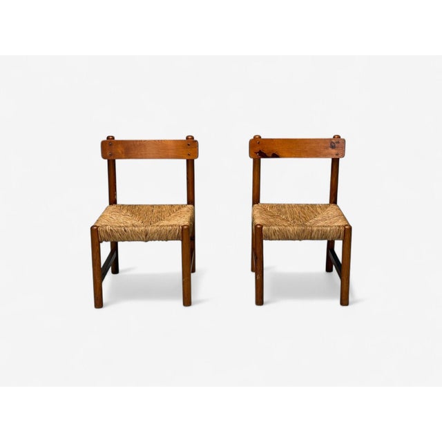 Charlotte Perriand French Modern, Ash, Straw, Occasional Chairs, France, 1960s - Set of 2 For Sale - Image 4 of 9