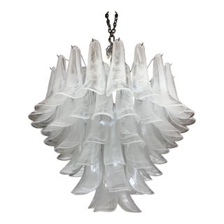 Contemporary Murano Glass Chandelier Italian Sella Alabastro For Sale