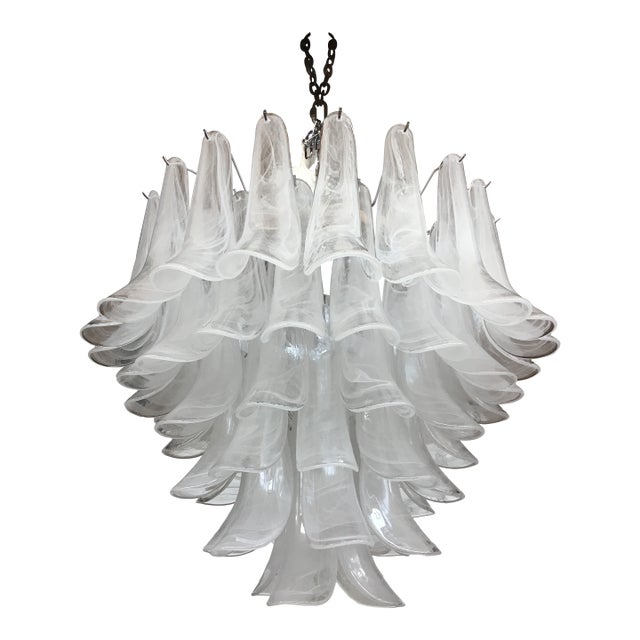 Contemporary Murano Glass Chandelier Italian Sella Alabastro For Sale
