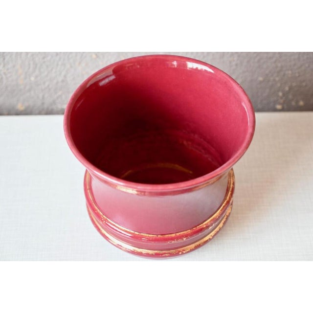 Art Deco French Red and Gold Flower Pot, 1940s For Sale - Image 4 of 8