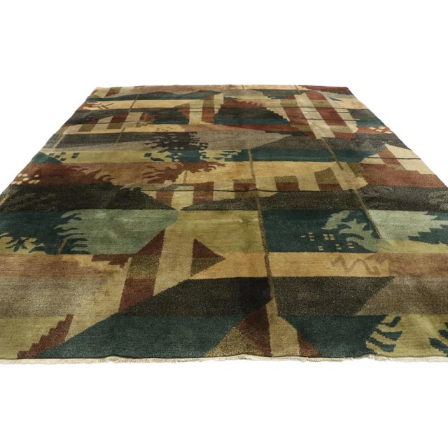 Mid-Century Modern Vintage Tibetan Rug, 08'00 X 09'06 For Sale - Image 3 of 10