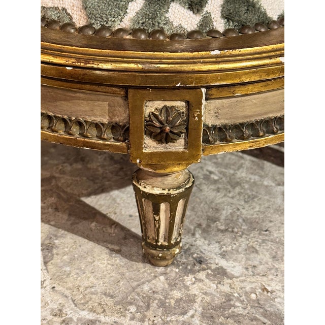 Gold Pair of French Louis XVI Giltwood Ottomans For Sale - Image 8 of 8