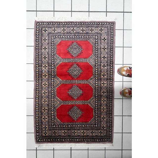 1960s, Vintage Uzbek Bukhara Rug 3' X 5' For Sale - Image 10 of 12