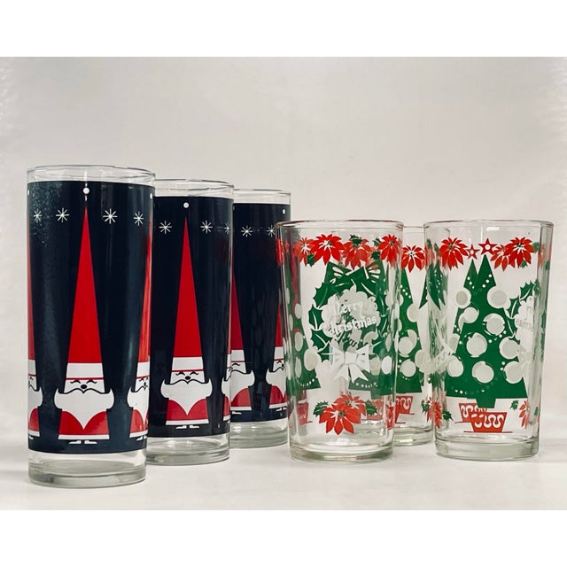 Vintage Christmas Glasses- Set of Six For Sale - Image 9 of 9