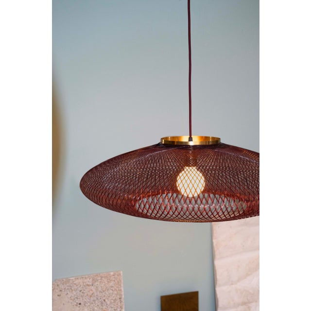 Large Ufo Wine Red Flat Fiber Pattern Lamp by Atelier Robotiq For Sale - Image 9 of 9