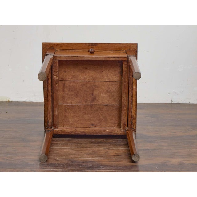 19th Century French Walnut Side Table With Drawer and Carved Diamond Accents For Sale - Image 4 of 9