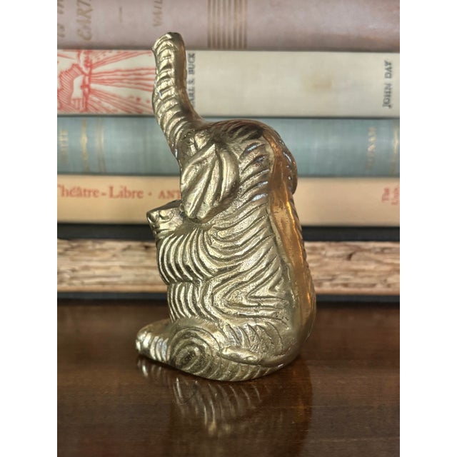 Vintage Brass Elephant Figurine For Sale - Image 4 of 10