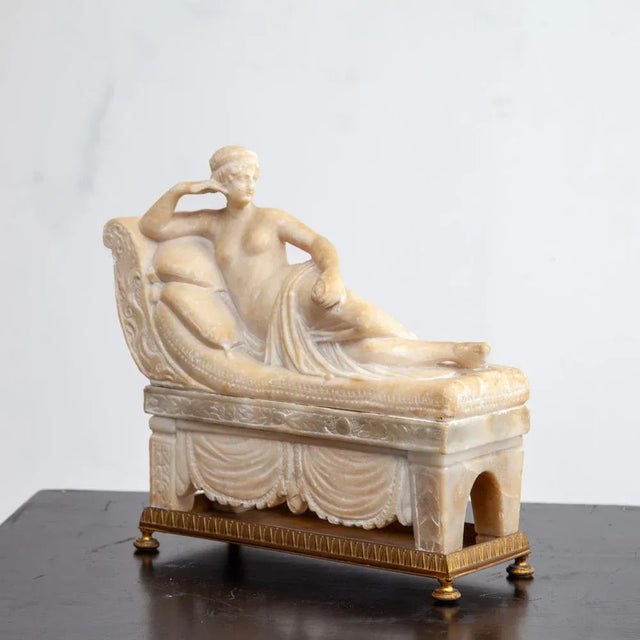 Woman on Triclinium, 19th Century, Alabaster For Sale - Image 3 of 6