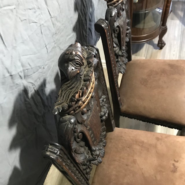 Late 19th Century Late 19th Century Victorian Era Spanish Baroque Revival Style Armorial Chairs - a Pair For Sale - Image 5 of 13
