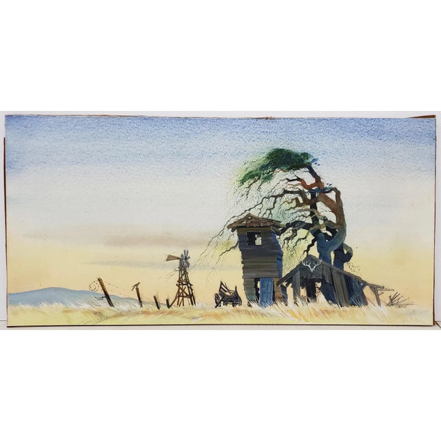 Paint Vintage Country Farm Landscape by R. Brooks For Sale - Image 7 of 7