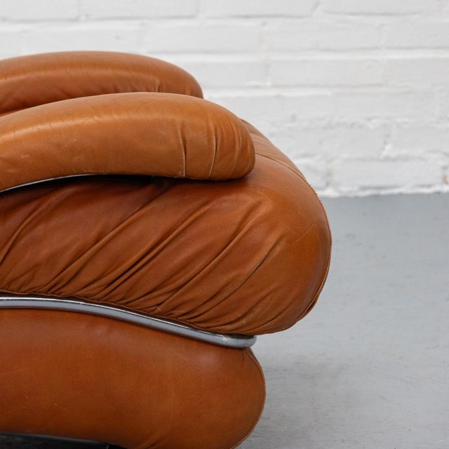 Corolla Lounge Chair in Cognac Leather by I.P.E., 1970s For Sale - Image 10 of 18